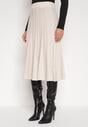 Beżowa Rozkloszowana Plisowana Spódnica Dzianinowa Tussana