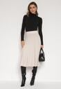 Beżowa Rozkloszowana Plisowana Spódnica Dzianinowa Tussana