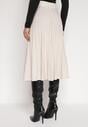 Beżowa Rozkloszowana Plisowana Spódnica Dzianinowa Tussana