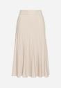 Beżowa Rozkloszowana Plisowana Spódnica Dzianinowa Tussana