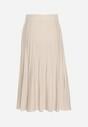 Beżowa Rozkloszowana Plisowana Spódnica Dzianinowa Tussana