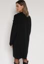 Czarna Sweterkowa Sukienka Pudełkowa Ozdobiona z Boku Guzikami Tustina