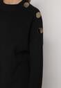 Czarna Sweterkowa Sukienka Pudełkowa Ozdobiona z Boku Guzikami Tustina