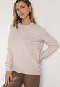 Beżowy Sweter z Guzikami z Boku Tusiana