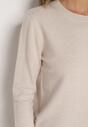 Beżowy Sweter z Guzikami z Boku Tusiana