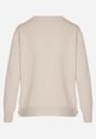 Beżowy Sweter z Guzikami z Boku Tusiana