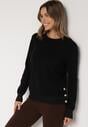 Czarny Sweter z Guzikami z Boku Tusiana