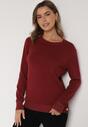 Czerwony Sweter z Guzikami z Boku Tusiana