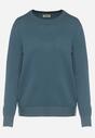 Niebieski Sweter z Guzikami z Boku Tusiana