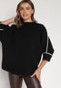 Czarny Sweter z Kontrastową Lamówką Tuselle