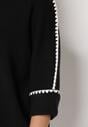 Czarny Sweter z Kontrastową Lamówką Tuselle