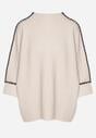 Beżowy Sweter z Kontrastową Lamówką Tuselle