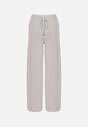 Szare Dzianinowe Spodnie o Szerokim Kroju ze Sznurkami Melatusa
