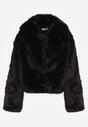 Czarna Kurtka Futrzana z Ozdobnym Kołnierzem Wedoria