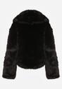 Czarna Kurtka Futrzana z Ozdobnym Kołnierzem Wedoria