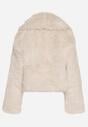 Beżowa Kurtka Futrzana z Ozdobnym Kołnierzem Wedoria