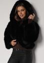 Czarna Futrzana Kurtka z Nieodpinanym Kapturem Zetena