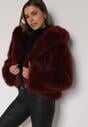 Bordowa Futrzana Kurtka z Nieodpinanym Kapturem Zetena