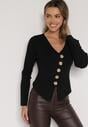 Czarny Sweter z Wiskozą Ozdobiony Guzikami Zetisae