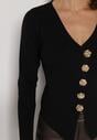 Czarny Sweter z Wiskozą Ozdobiony Guzikami Zetisae