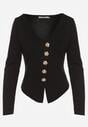Czarny Sweter z Wiskozą Ozdobiony Guzikami Zetisae
