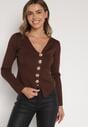 Brązowy Sweter z Wiskozą Ozdobiony Guzikami Zetisae