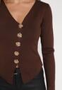 Brązowy Sweter z Wiskozą Ozdobiony Guzikami Zetisae