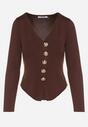 Brązowy Sweter z Wiskozą Ozdobiony Guzikami Zetisae