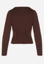Brązowy Sweter z Wiskozą Ozdobiony Guzikami Zetisae