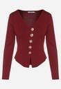 Bordowy Sweter z Wiskozą Ozdobiony Guzikami Zetisae