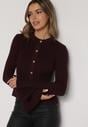 Bordowy Kardigan z Wiskozą Ozdobiony Rozszerzanymi Rękawami i Guzikami Tiolenda