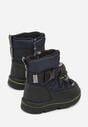 Granatowe Śniegowce Wodoodporne z Napisem i Paskiem z Klamrą Monariella
