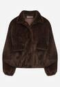 Brązowa Kurtka Futerko o Kroju Bomberki z Kieszeniami Tiwedara