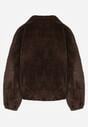 Brązowa Kurtka Futerko o Kroju Bomberki z Kieszeniami Tiwedara
