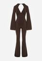Brązowy Długi Kombinezon z Szerokimi Rękawami i Odkrytymi Plecami Dasima
