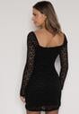 Czarna Koronkowa Sukienka o Dopasowanym Kroju z Kwadratowym Dekoltem Tiwedesa