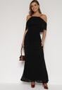Czarna Asymetryczna Sukienka z Falbaną Nawedina
