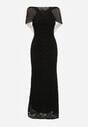 Czarna Asymetryczna Sukienka z Falbaną Nawedina