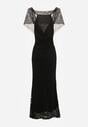 Czarna Asymetryczna Sukienka z Falbaną Nawedina