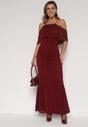 Bordowa Asymetryczna Sukienka z Falbaną Nawedina