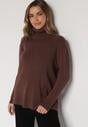 Brązowy Sweter z Golfem i Dodatkiem Kaszmiru Rorizia