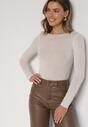 Jasnobeżowa Wiskozowa Bluzka z Długim Rękawem z Dodatkiem Kaszmiru Uninda