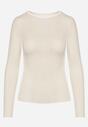Jasnobeżowa Wiskozowa Bluzka z Długim Rękawem z Dodatkiem Kaszmiru Uninda