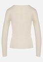 Jasnobeżowa Wiskozowa Bluzka z Długim Rękawem z Dodatkiem Kaszmiru Uninda