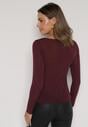 Bordowa Wiskozowa Bluzka z Długim Rękawem z Dodatkiem Kaszmiru Uninda