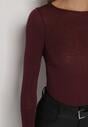 Bordowa Wiskozowa Bluzka z Długim Rękawem z Dodatkiem Kaszmiru Uninda