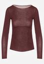 Bordowa Wiskozowa Bluzka z Długim Rękawem z Dodatkiem Kaszmiru Uninda