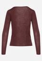 Bordowa Wiskozowa Bluzka z Długim Rękawem z Dodatkiem Kaszmiru Uninda