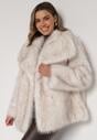 Biała Kurtka Futerko o Dwurzędowym Kroju Oversize Nevisa