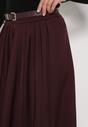 Bordowa Wiskozowa Spódnica o Rozkloszowanym Kroju z Paskiem z Klamrą Lawedisa